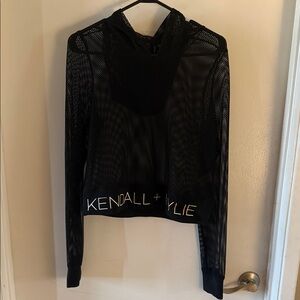 Kendall & Kylie Black Mesh Hoodie
